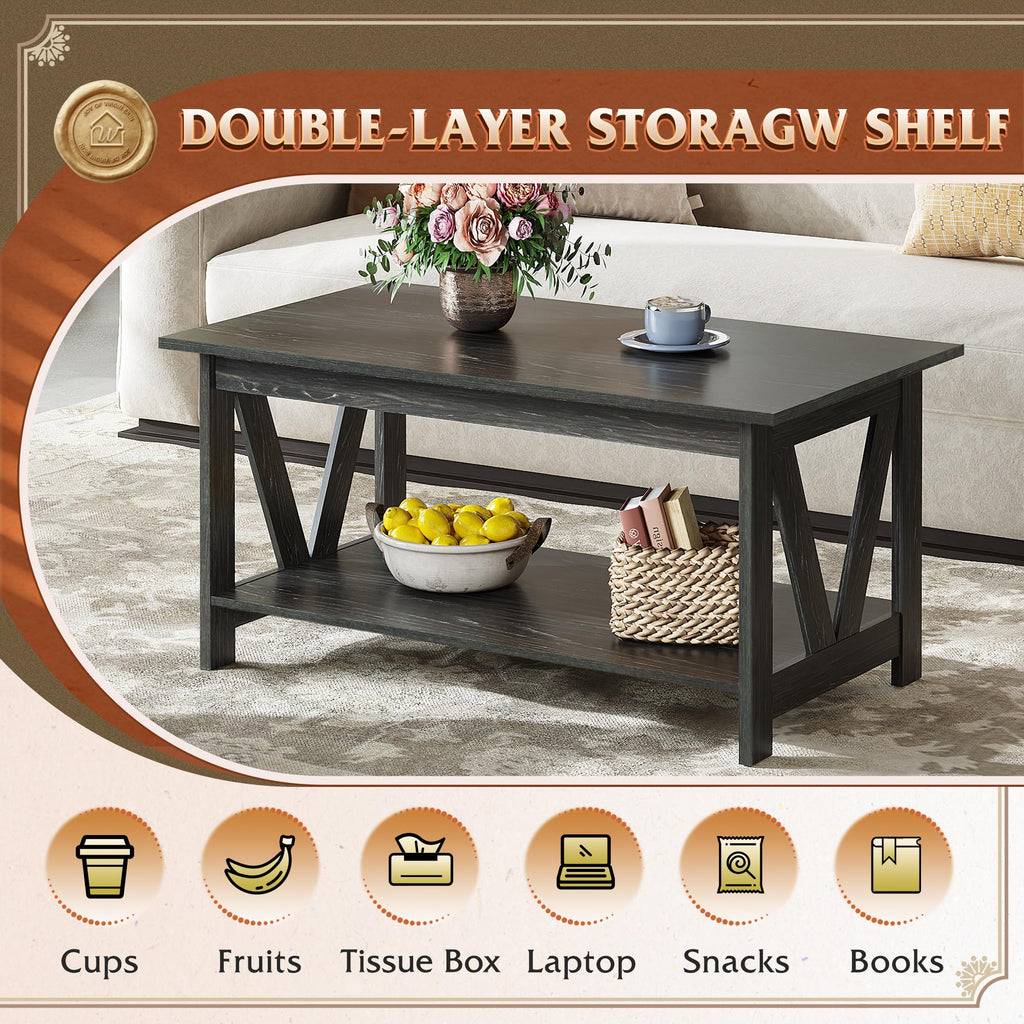 39.4" Wood Storage Coffee Table T799