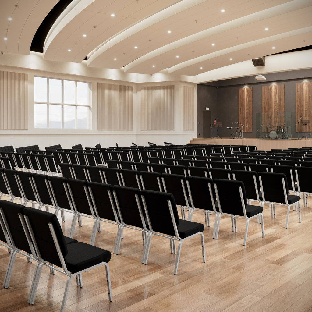 4 Pack Black Fabric Stacking Church Chair B33293