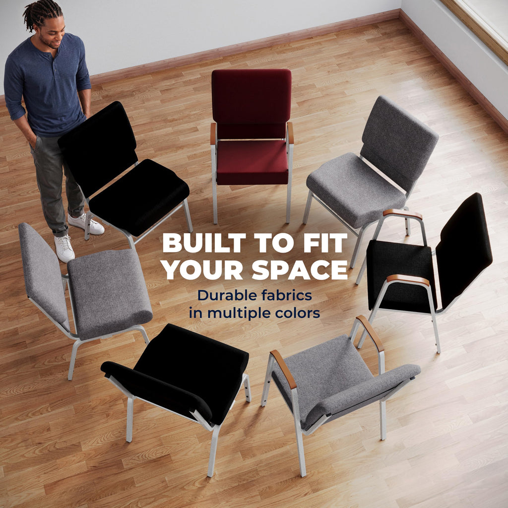 4 Pack Black Fabric Stacking Church Chair B33293