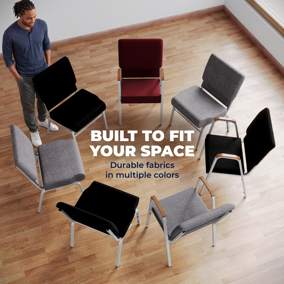 4 Pack Black Fabric Stacking Church Chair B33293