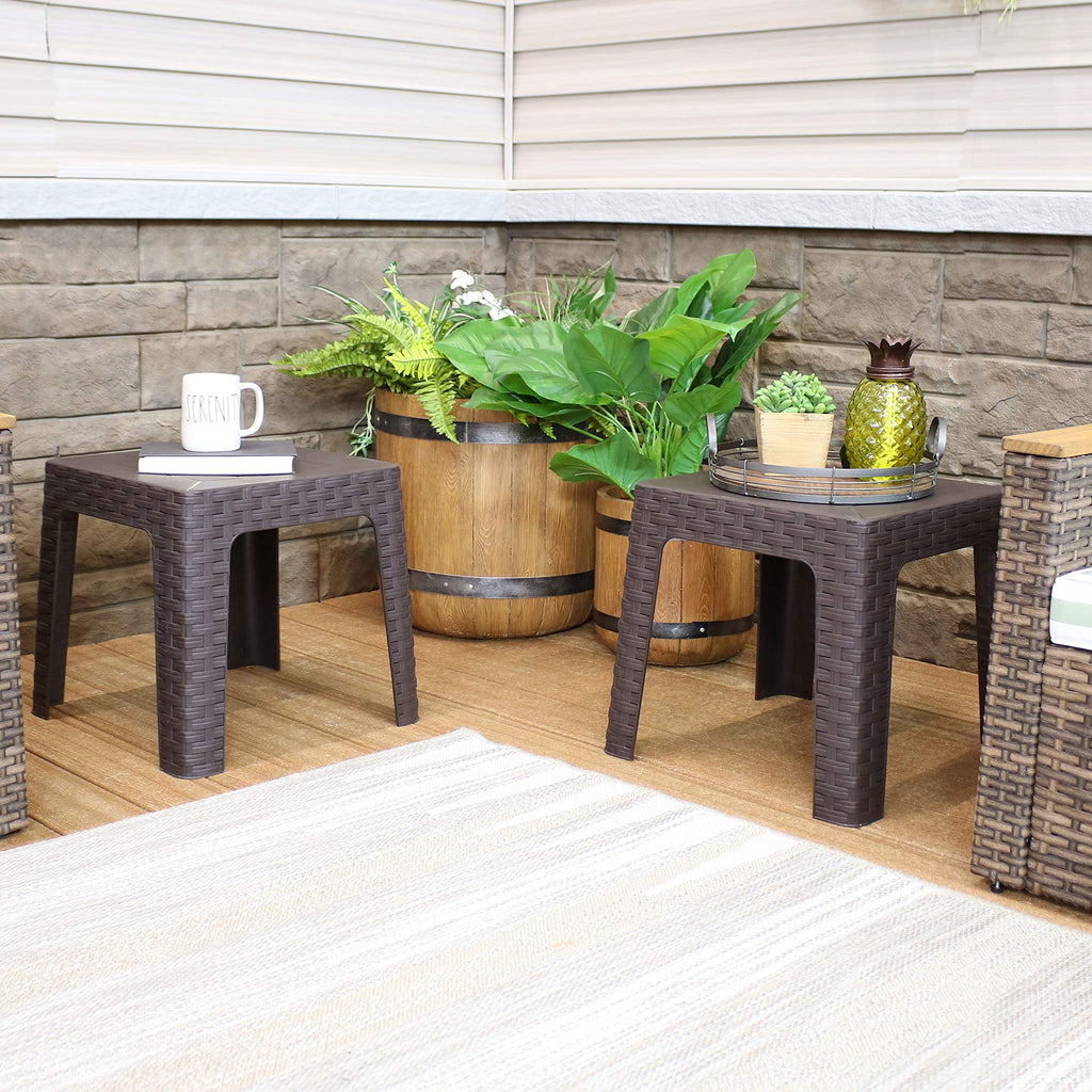Brown Plastic Side Table Set of 2 V419