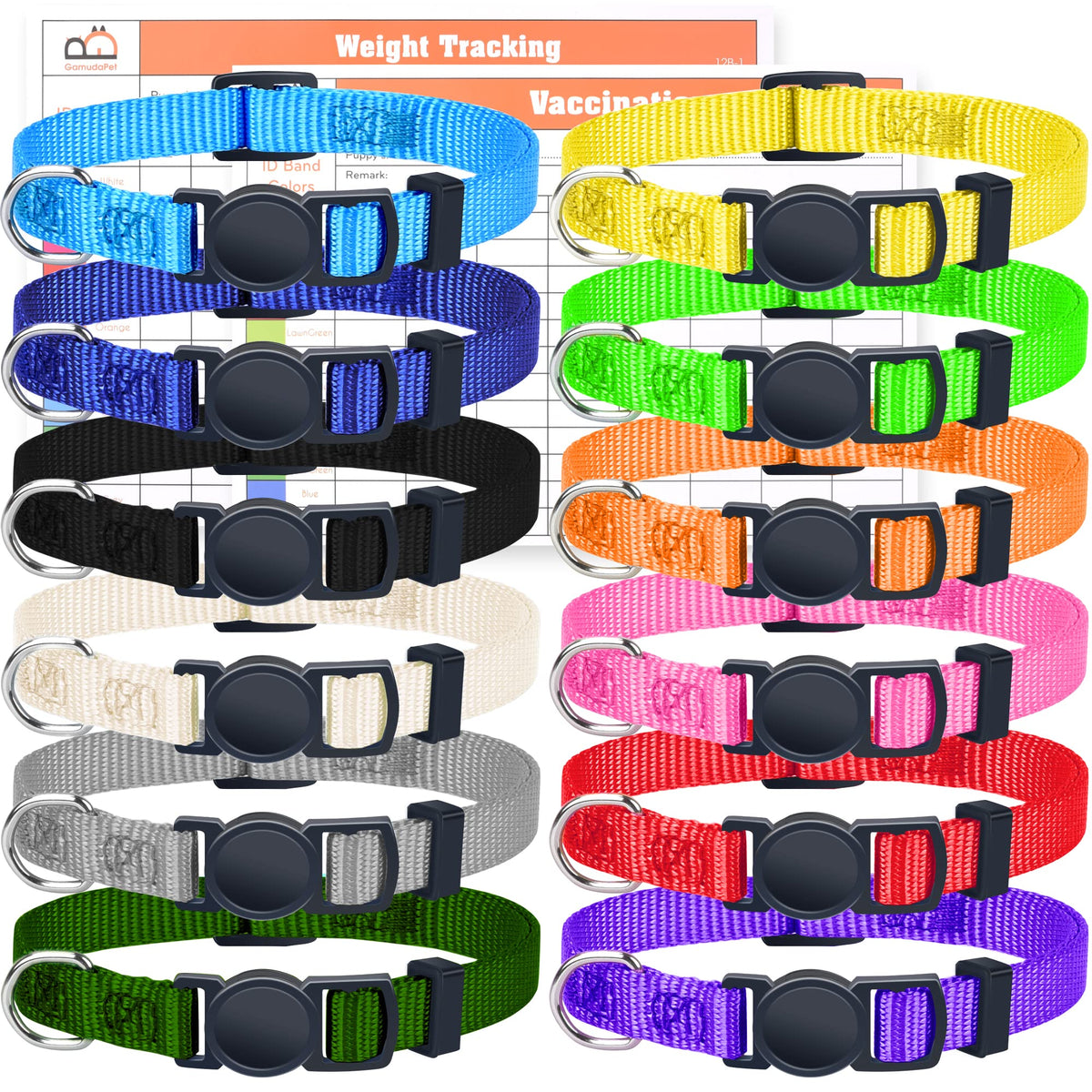 Super Soft Nylon Adjustable Breakaway Puppy ID Collars Set of 12 Q19018