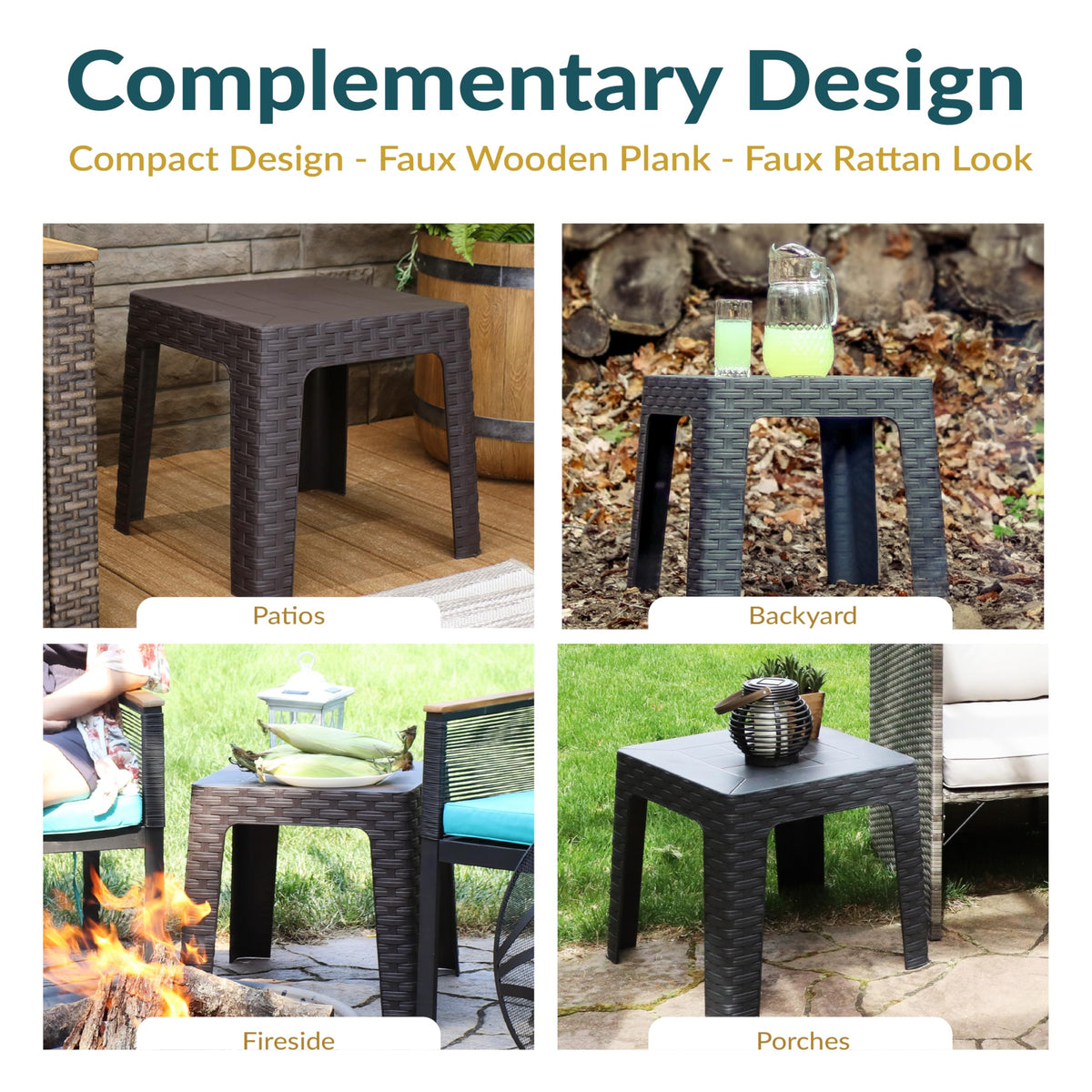 Brown Plastic Side Table Set of 2 V419