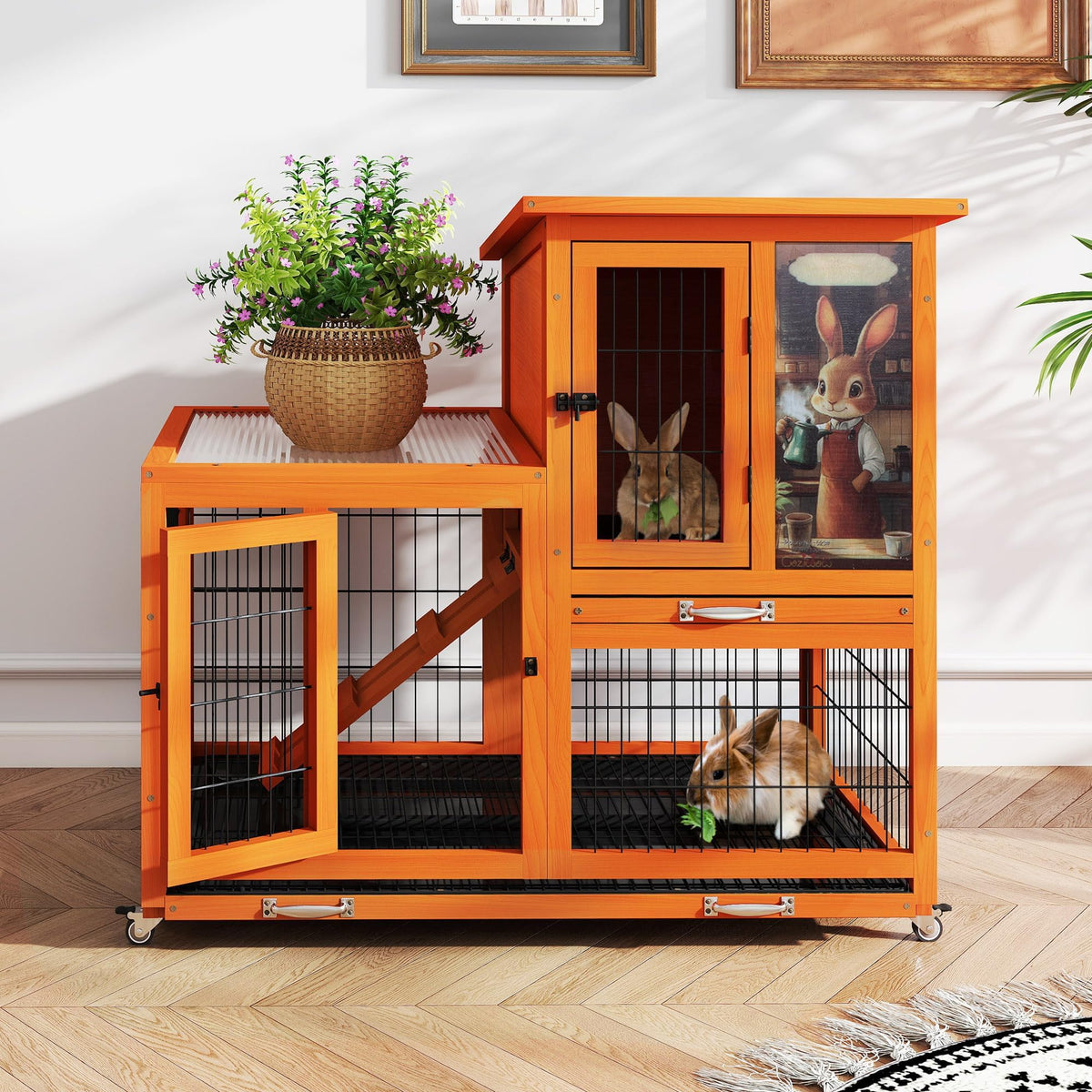 Rabbit Hutch with Wire Floor & Removable Tray P211499