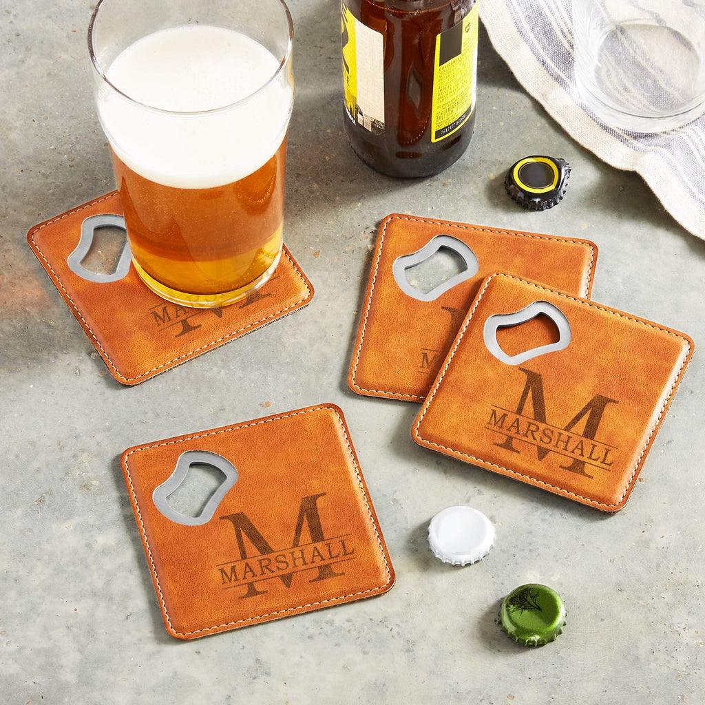 Black Set of 4 Bottle Opener Coaster C784