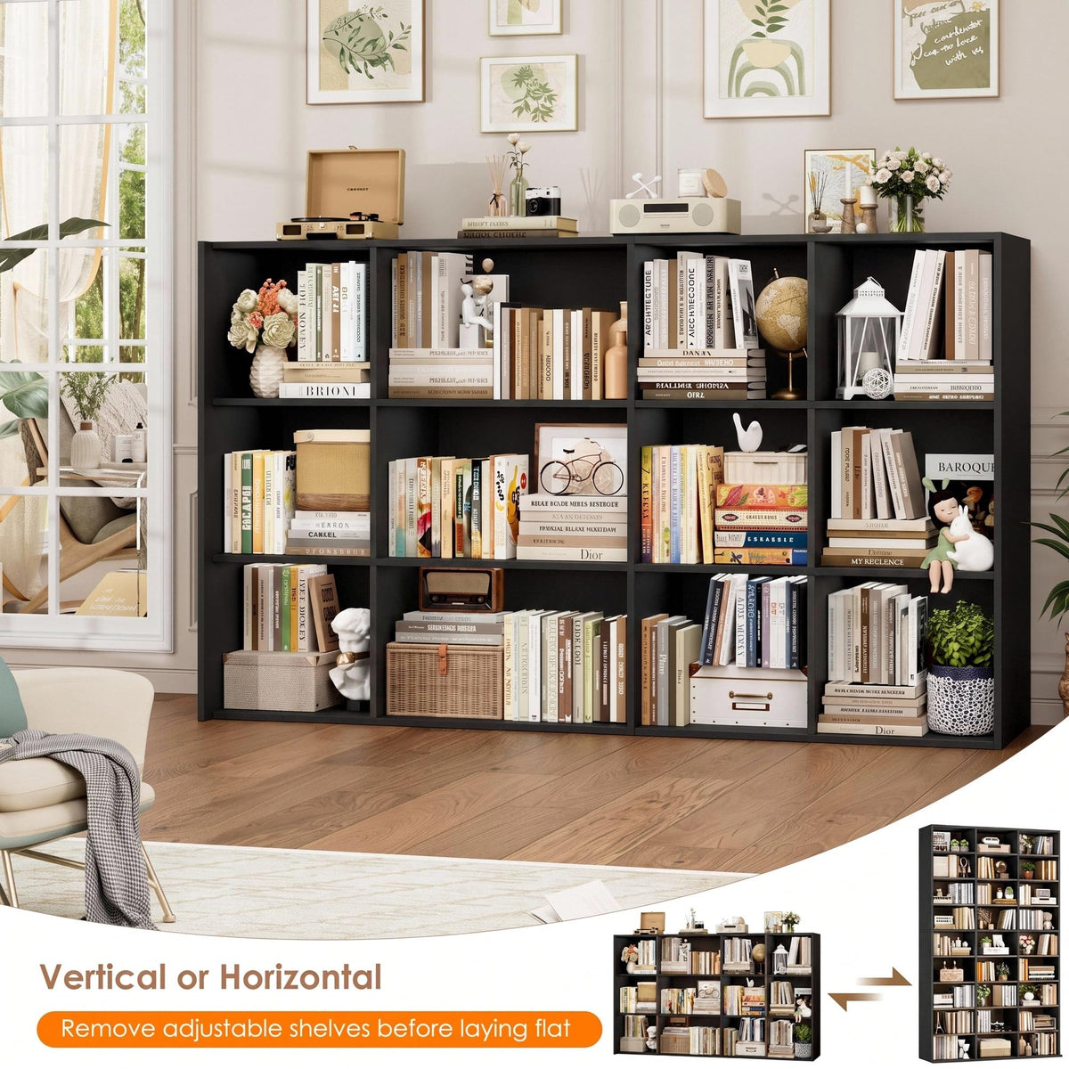 75'' H Black 27 Cube Bookshelf P71853